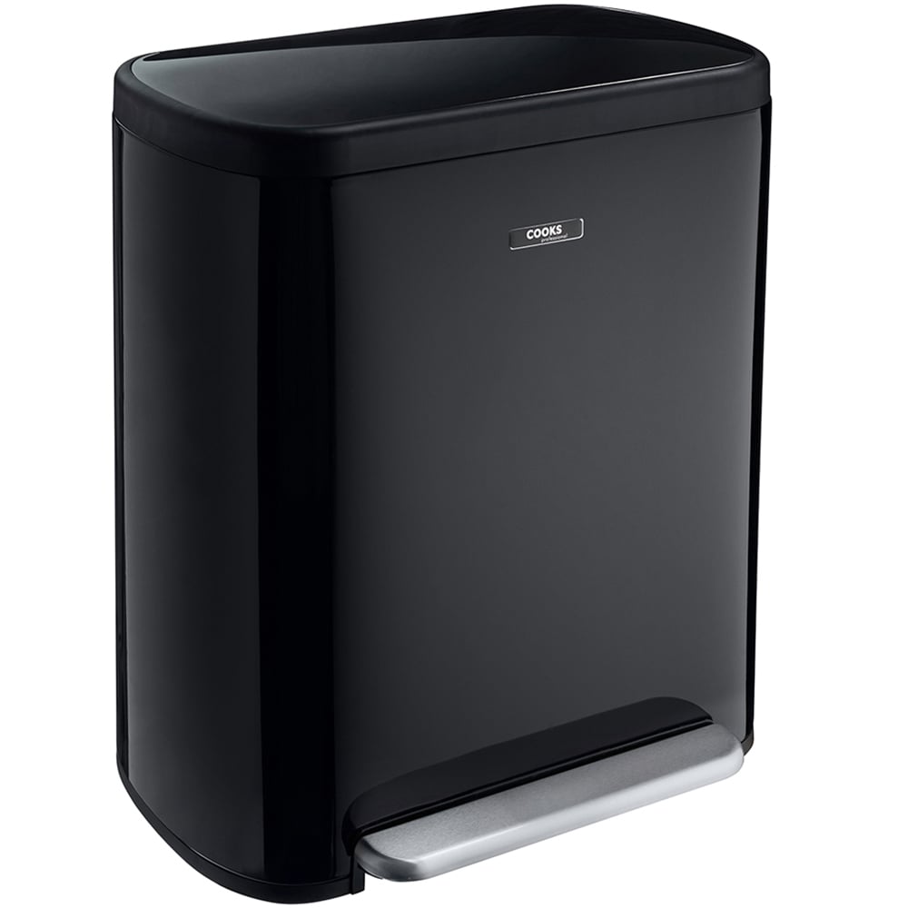 Cooks Professional Dual Recycle Matt Black Single Pedal Bin 60L Image 1