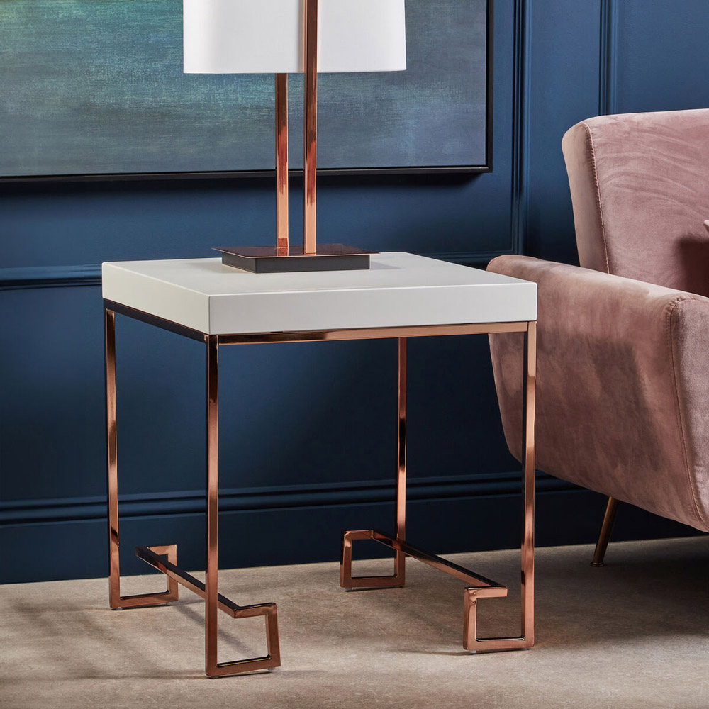 Premier Housewares Allure Rose Gold End Table with Angled Legs Image 3