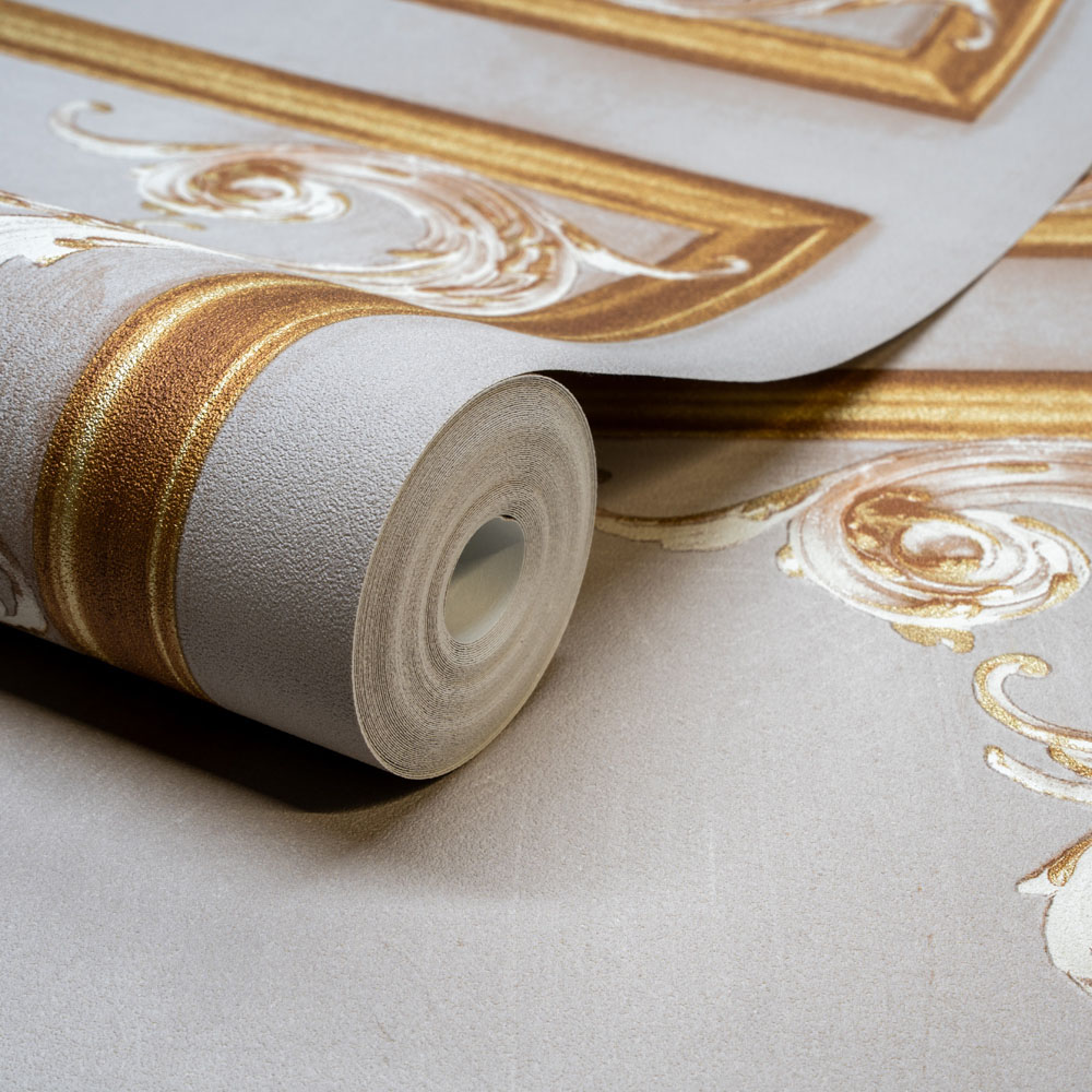 Grandeco Rococo Plaster Panel Neutral Beige Wallpaper By Paul Moneypenny Image 2