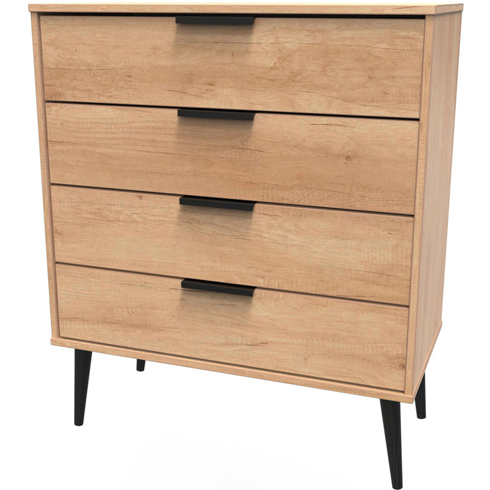 Crowndale Hong Kong 4 Drawer Nebraska Oak Chest of Drawers Ready Assembled Image 2