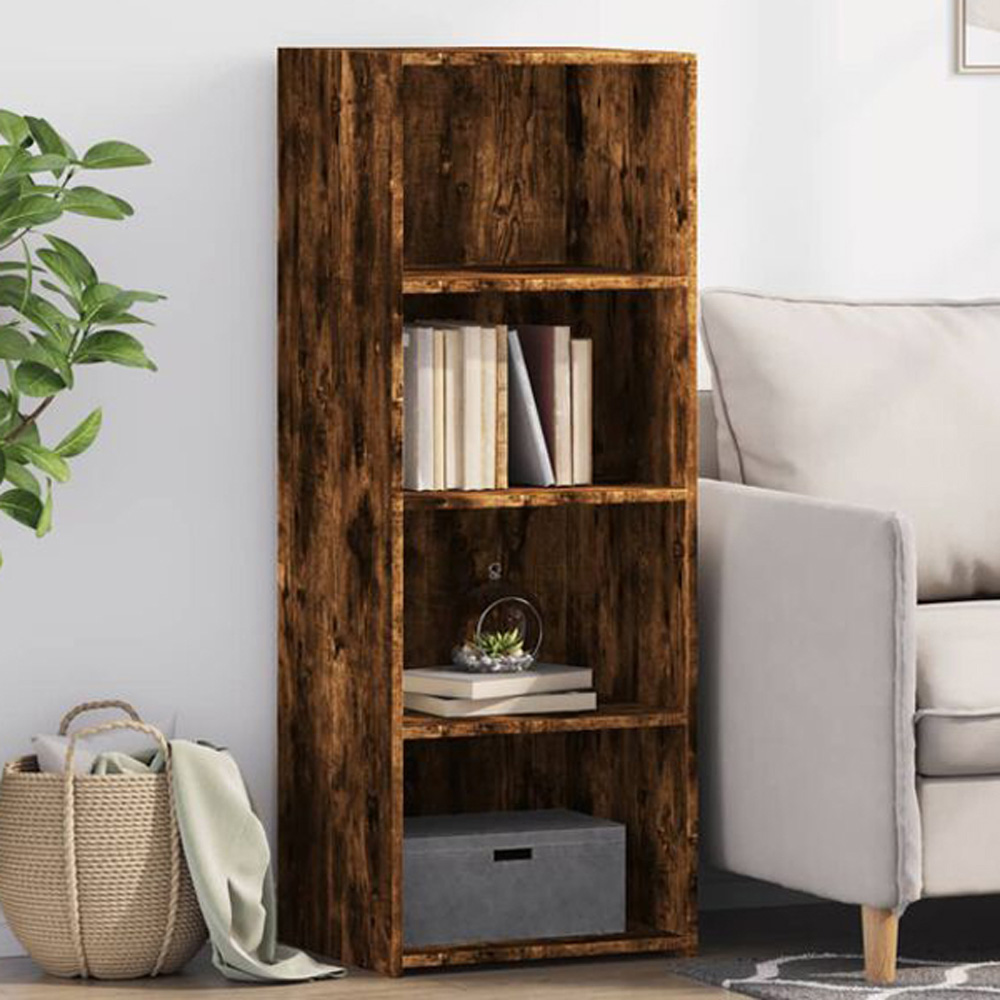 vidaXL 4 Shelf Smoked Oak Highboard Image 1