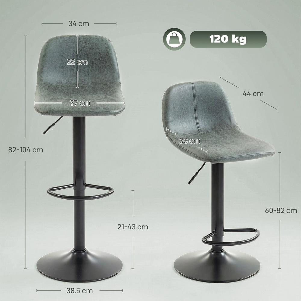 Portland Green Leathaire Swivel Bar Stool Set of 2 Image 8