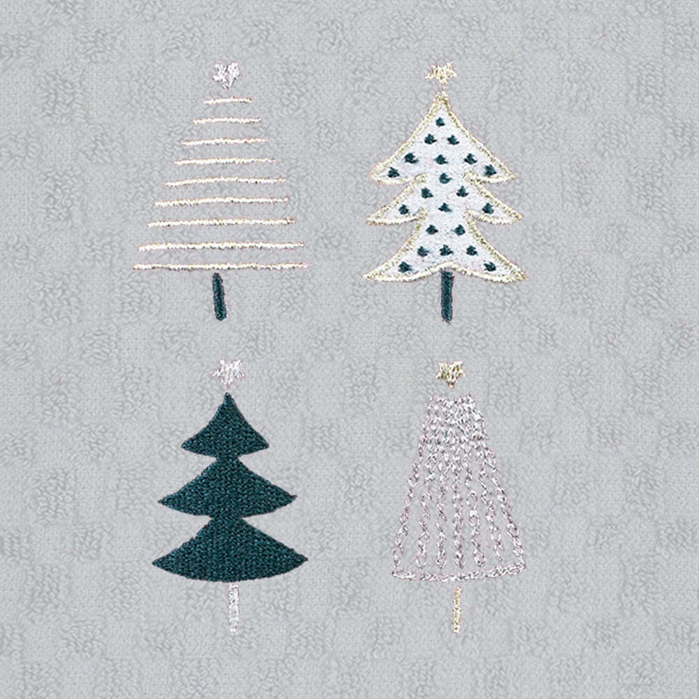 Noel Square Xmas Trees White Tea Towel 3 Pack Image 4