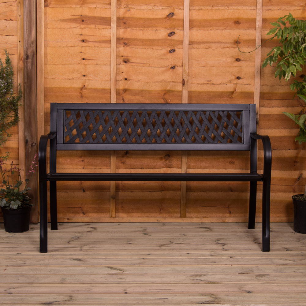 Garden Vida Lattice Style Steel Garden Bench Image 3