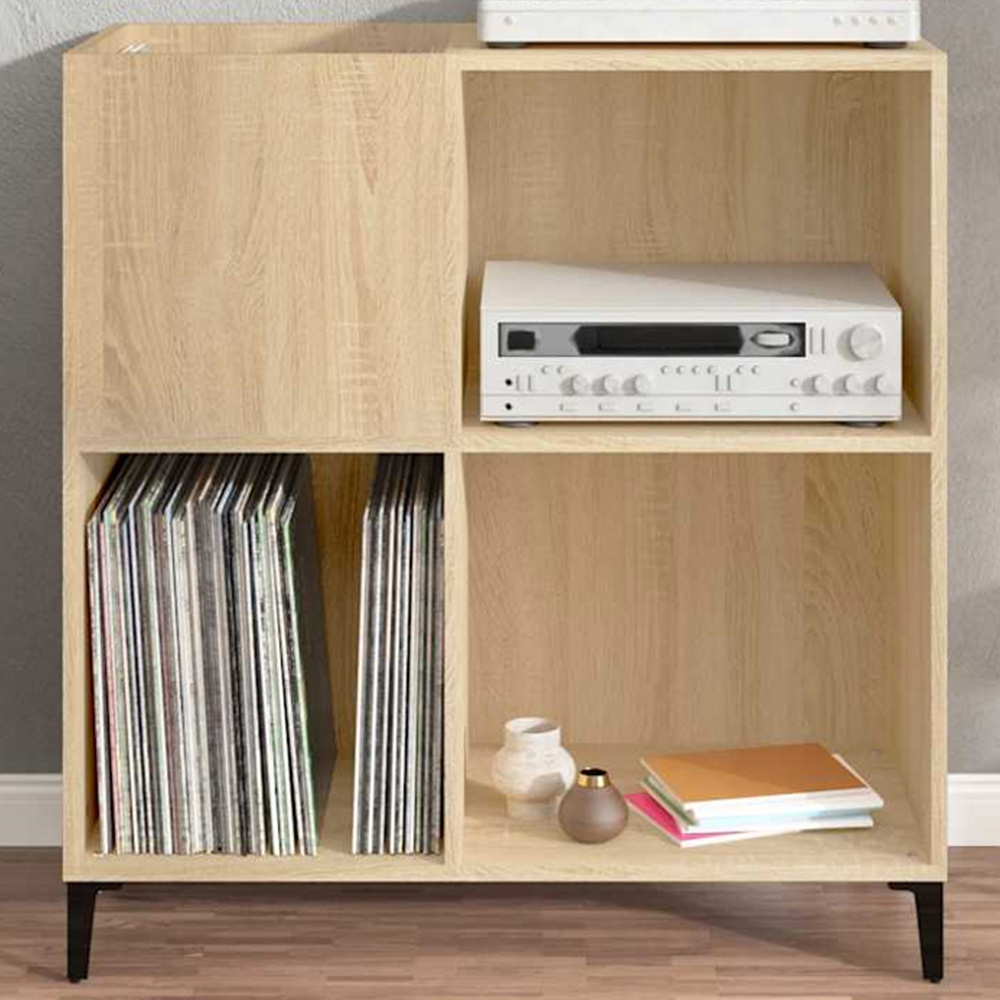vidaXL 3 Shelf Sonoma Oak Record Cabinet Image 1