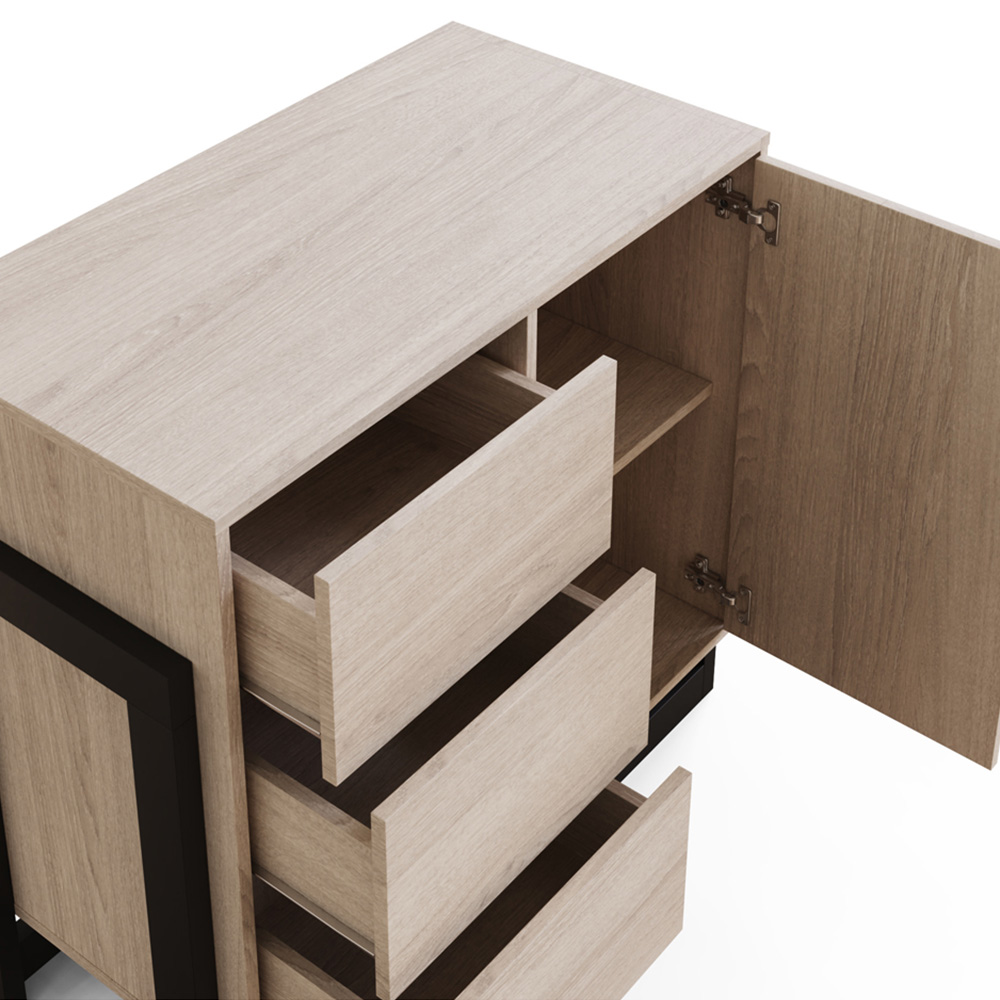 GFW Taite Single Door 3 Drawer Oak Sideboard Image 7