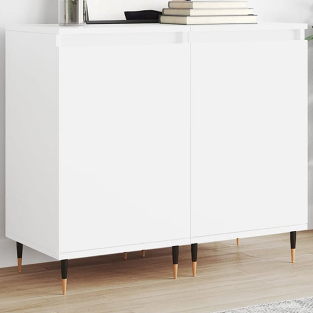 vidaXL Single Door White Wooden Sideboard Set of 2 Image
