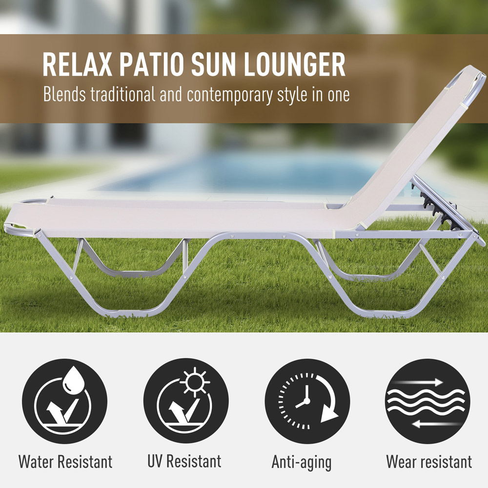 Outsunny White Relaxer Recliner Sun Lounger Image 6