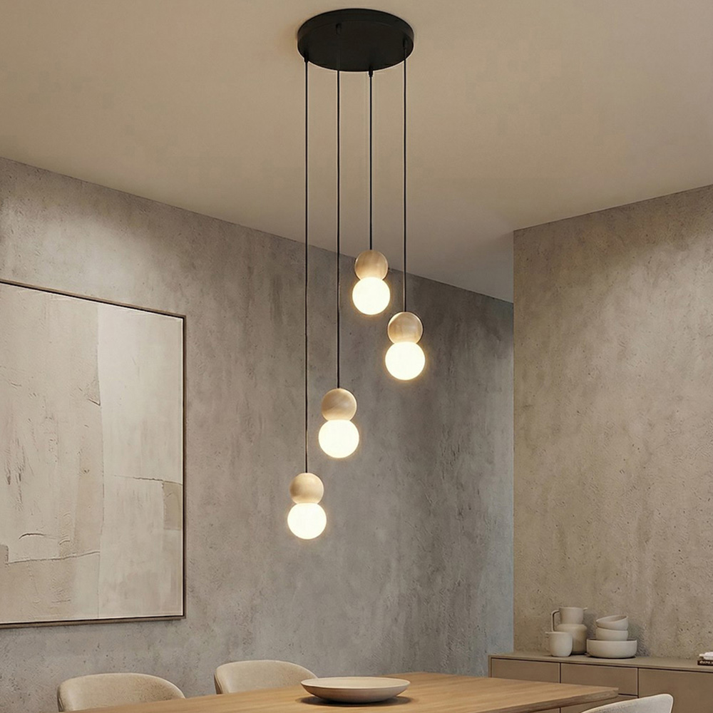 Emibig Loop 4 Light Ring-Shaped Shade Black G9 Ceiling Pendant Light Image 2