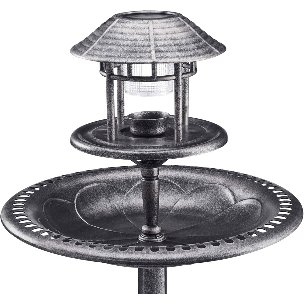 Happy Beaks Bird Hotel with Solar Light Pewter Image 4