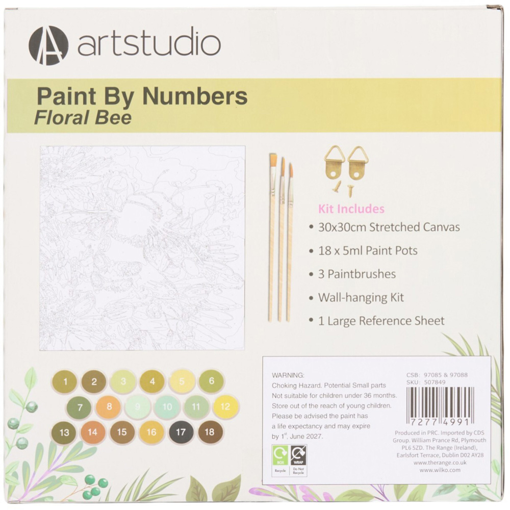 Floral Bee Paint By Numbers Kit Image 2