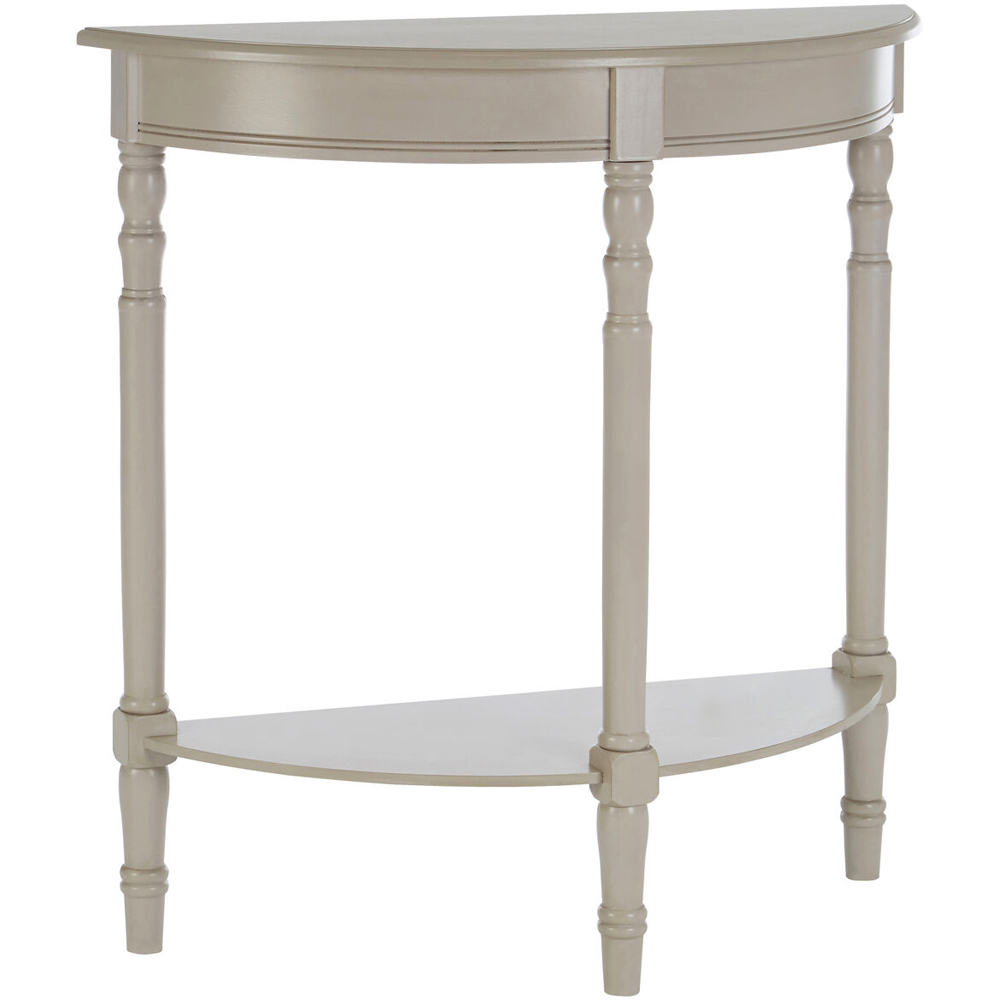 Premier Housewares Heritage Single Shelf Grey Putty Wooden Half Moon Console Table Image 4