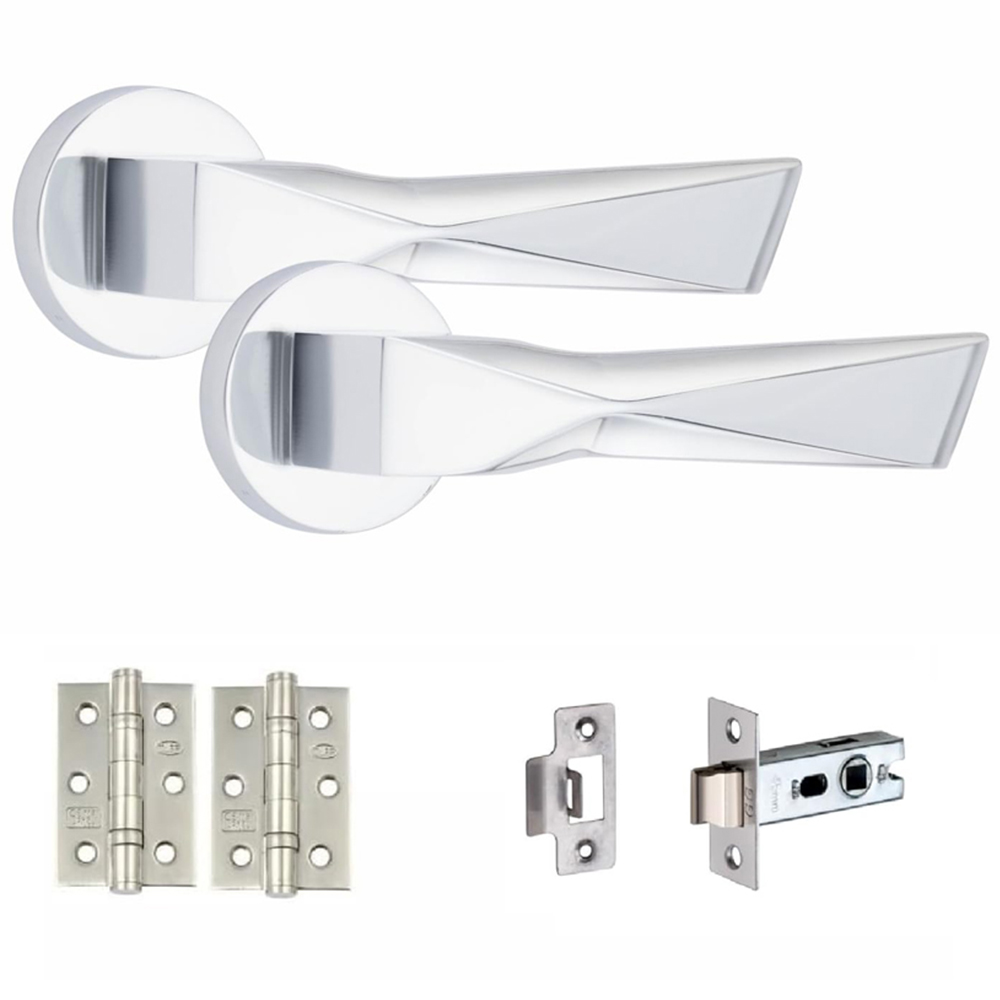 Golden Grace Modern Aura Polished Chrome Door Handles Set 5 Pack Image 2
