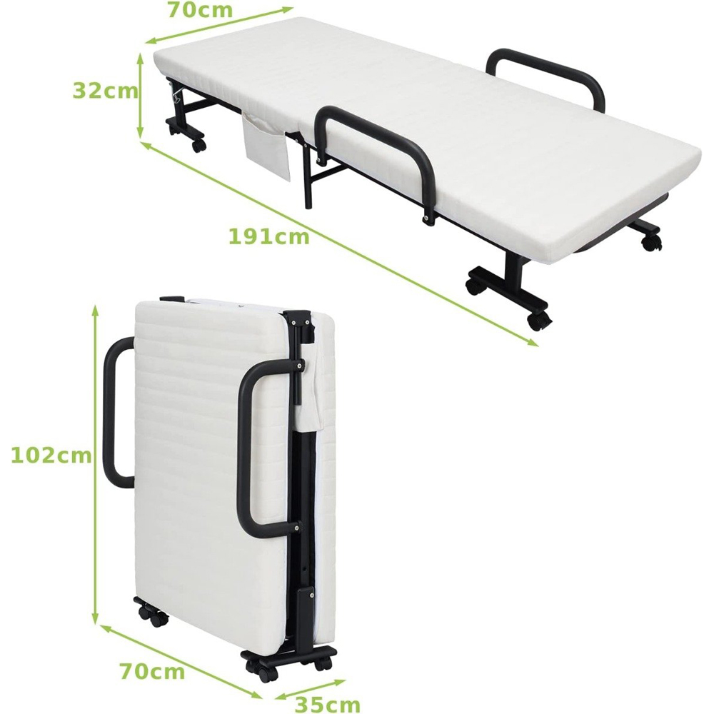 Costway Single Sleeper White Sofa Bed with Mattress Image 9