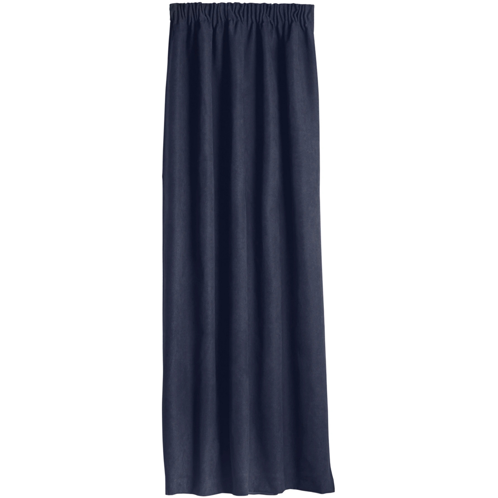 Alan Symonds Navy Velvet Chenille Fleece Lined Pencil Pleat Taped Top Curtains 137 x 213cm Image 2