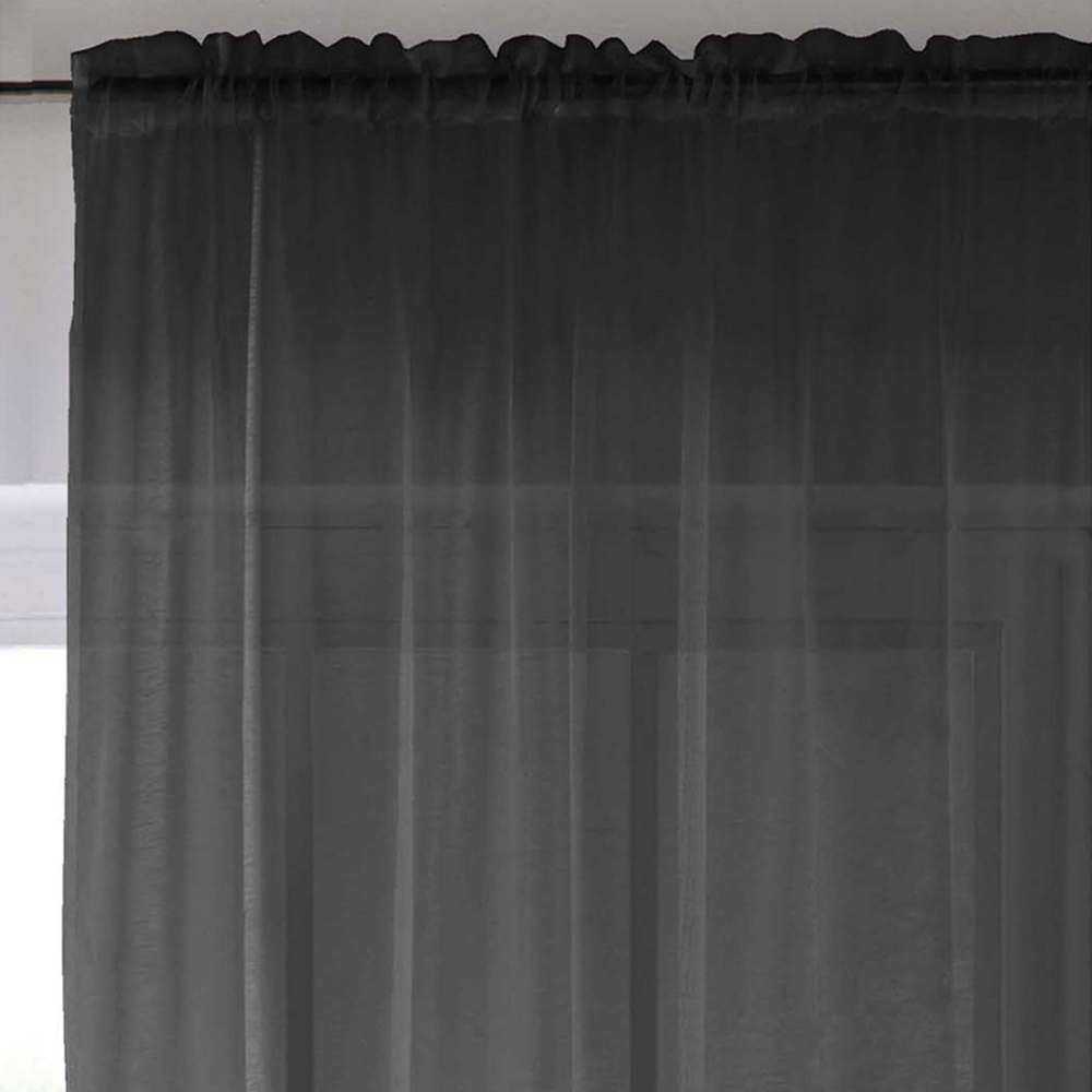 Tyrone Textiles Crystal Black Plain Sheer Voile Panel Curtain 145 x 137cm Image 3