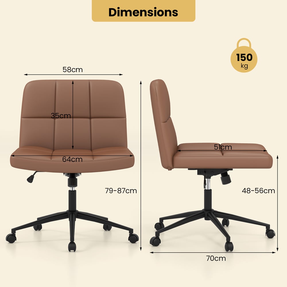 Costway Brown PU Leather Upholstered Office Chair Image 9