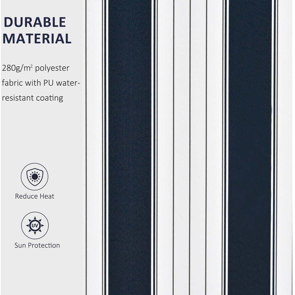 Outsunny Blue and White Striped Retractable Awning 3 x 2.5m Image 5