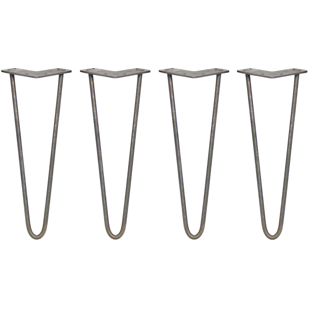 MonsterShop 2 Prong Raw Steel Hairpin Leg 356mm 4 Pack Image 1