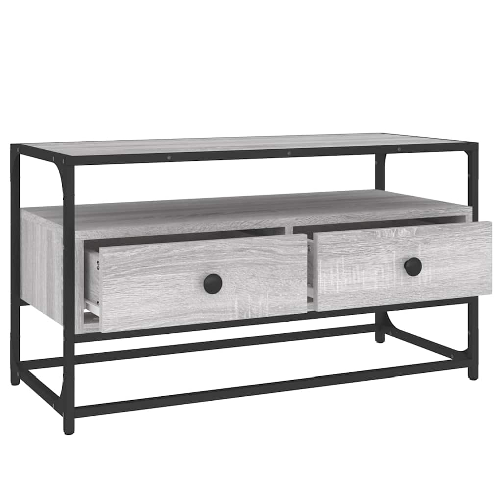 vidaXL 2 Drawer Single Shelf Grey Sonoma TV Cabinet Image 5