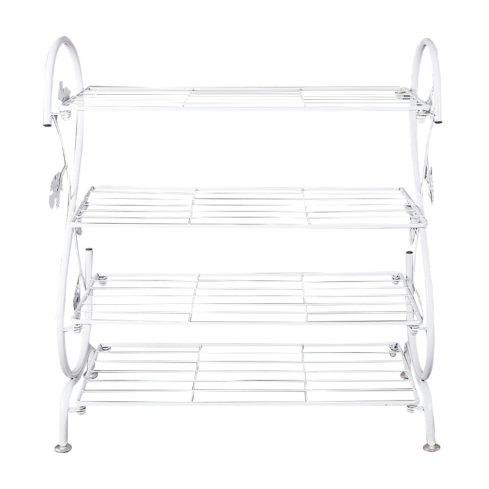 Living and Home Iron S-Shaped White Vintage Shoe Rack Image 1