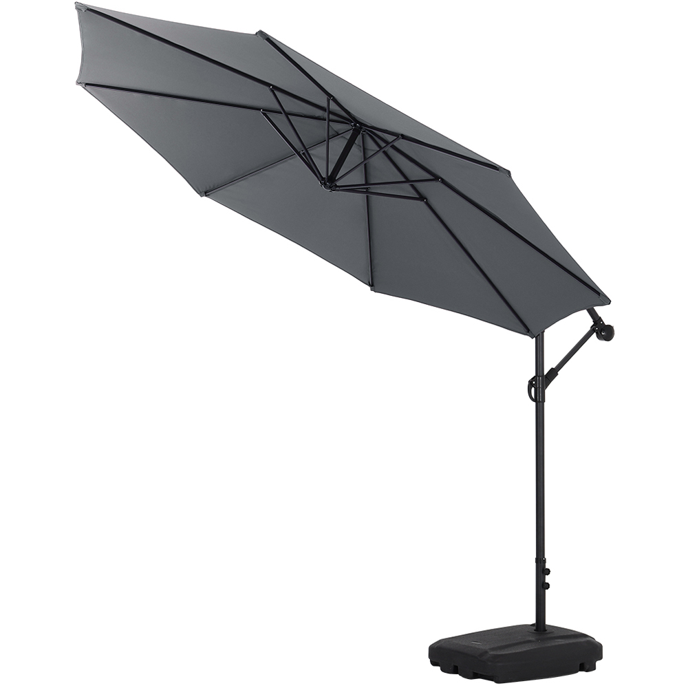 Living and Home Dark Grey Cantilever Parasol 3m with 60L Fillable Base Image 3
