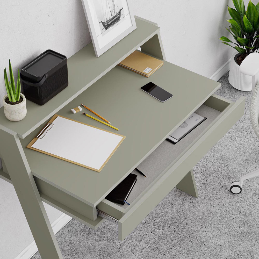 FWStyle Cowork Single Drawer Single Shelf Ash Green Wall Mounted Desk Image 4