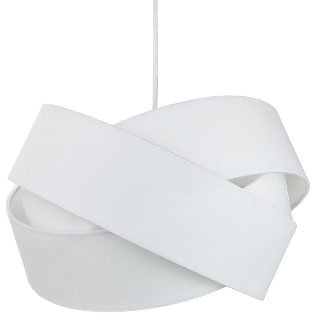 Happy Homewares Modern Triple Ring White Cotton Fabric and Satin Inner Pendant Shade Image 1