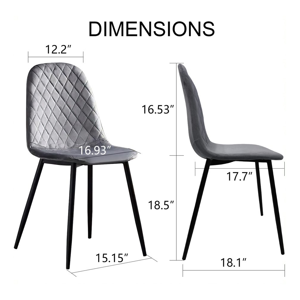 Alivio Set of 4 Grey Velvet Dining Chairs Image 5