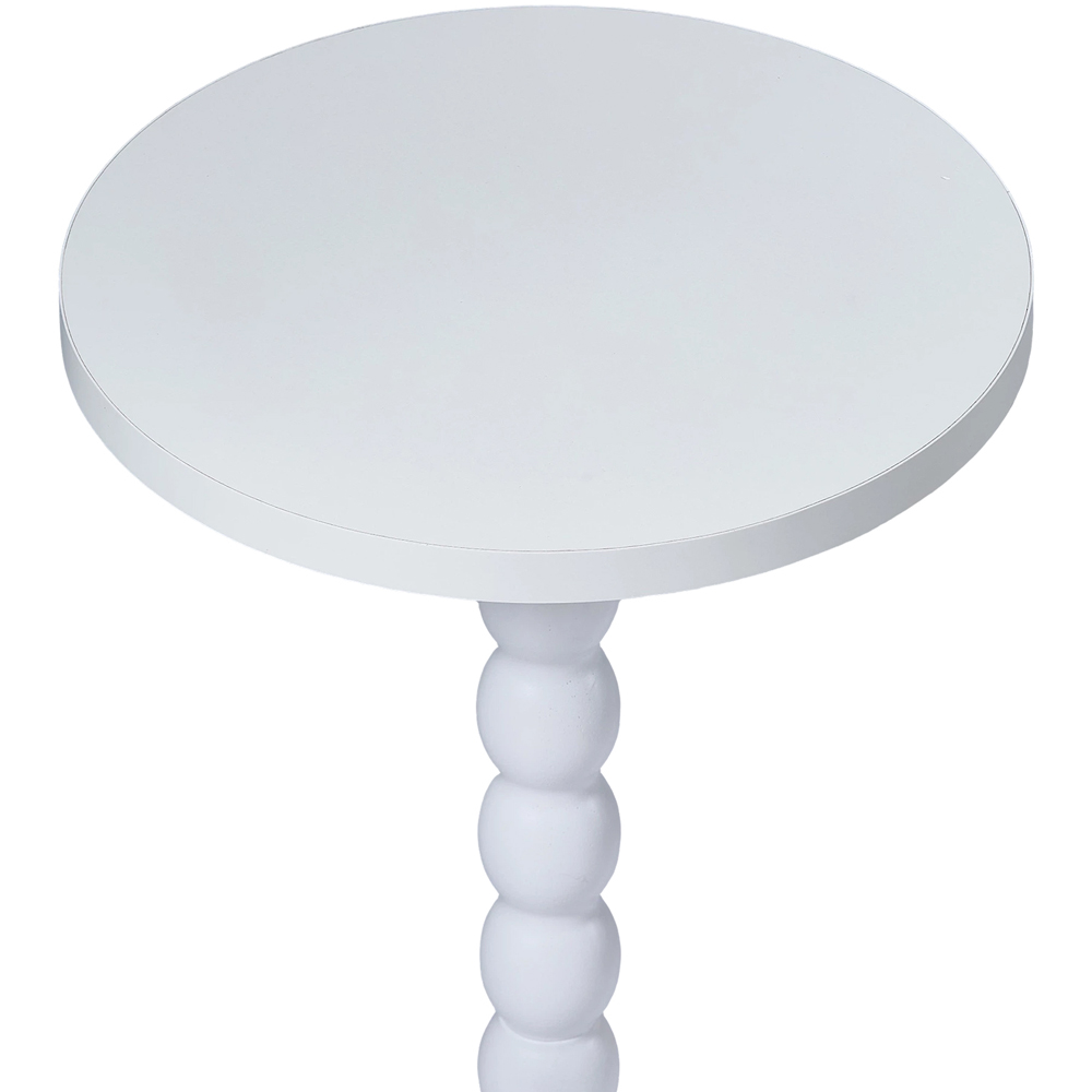 Living and Home White Round Spindle Pedestal Side Table Image 4