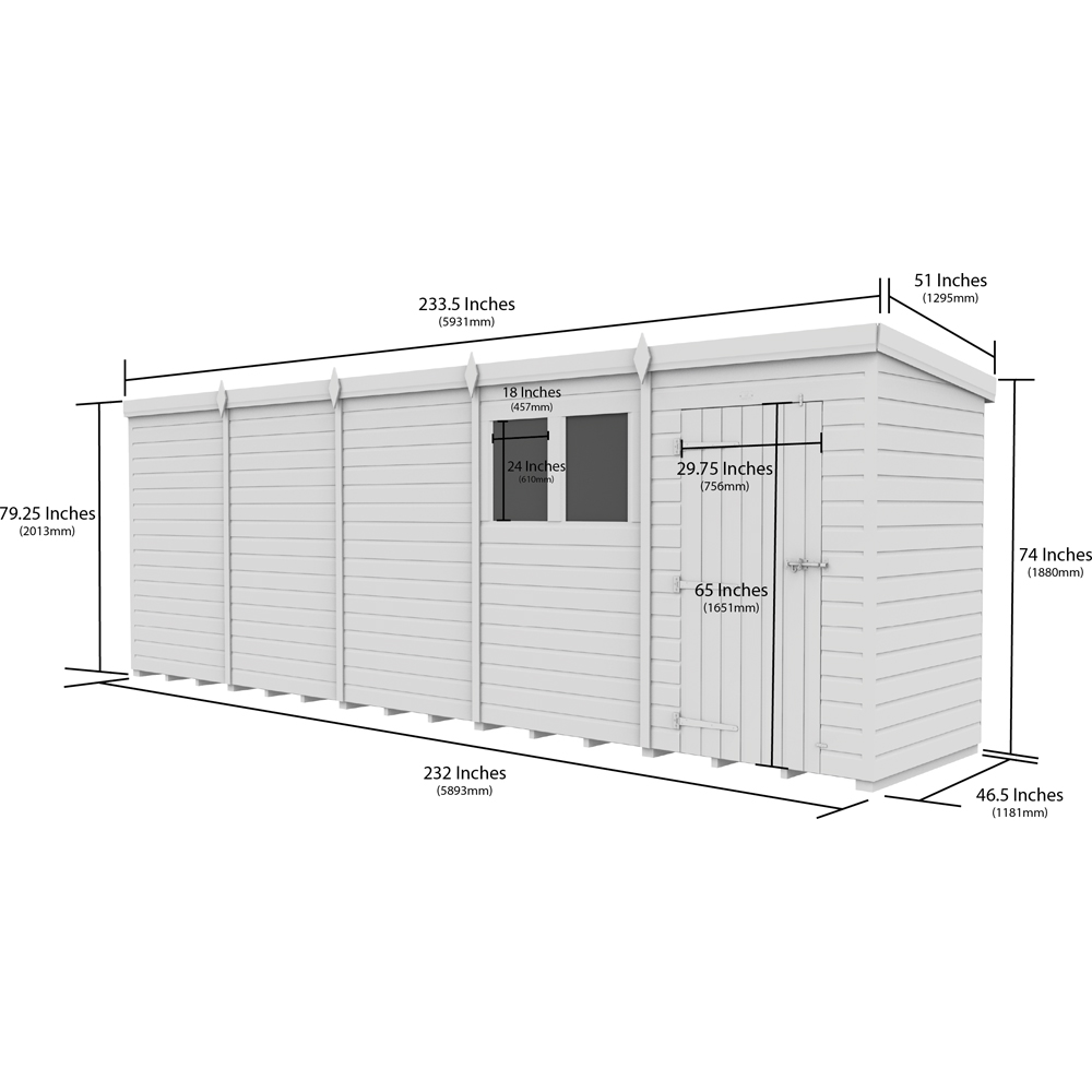 DIY Sheds 20 x 4ft Tongue and Groove Timber Pent Garden Shed Image 9