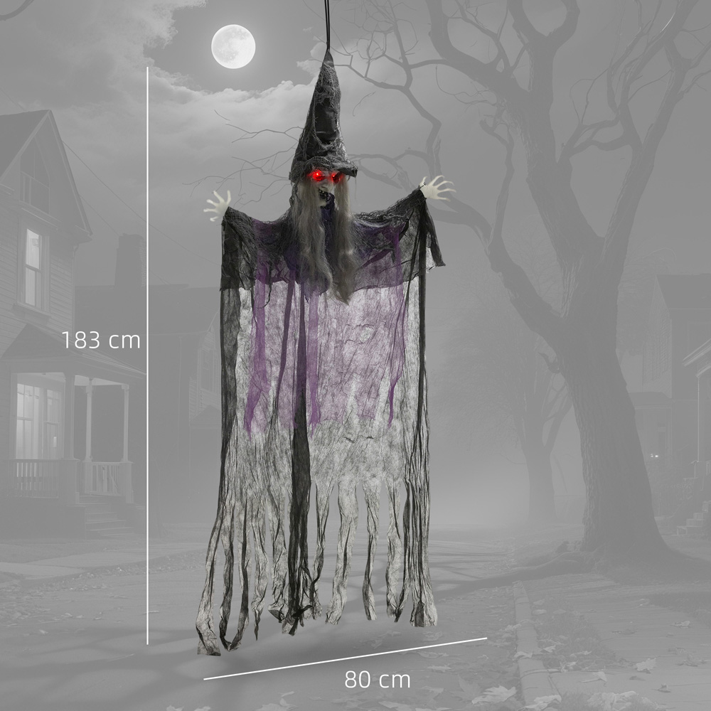 Outsunny Life Size Animated Witch with LED Eyes Halloween Decoration 6ft Image 9
