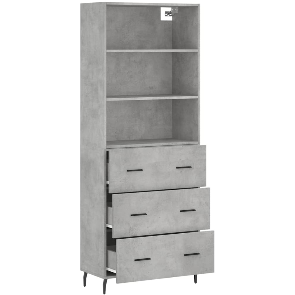 vidaXL 3 Drawer 3 Shelf Grey Sonoma Tall Highboard Image 4