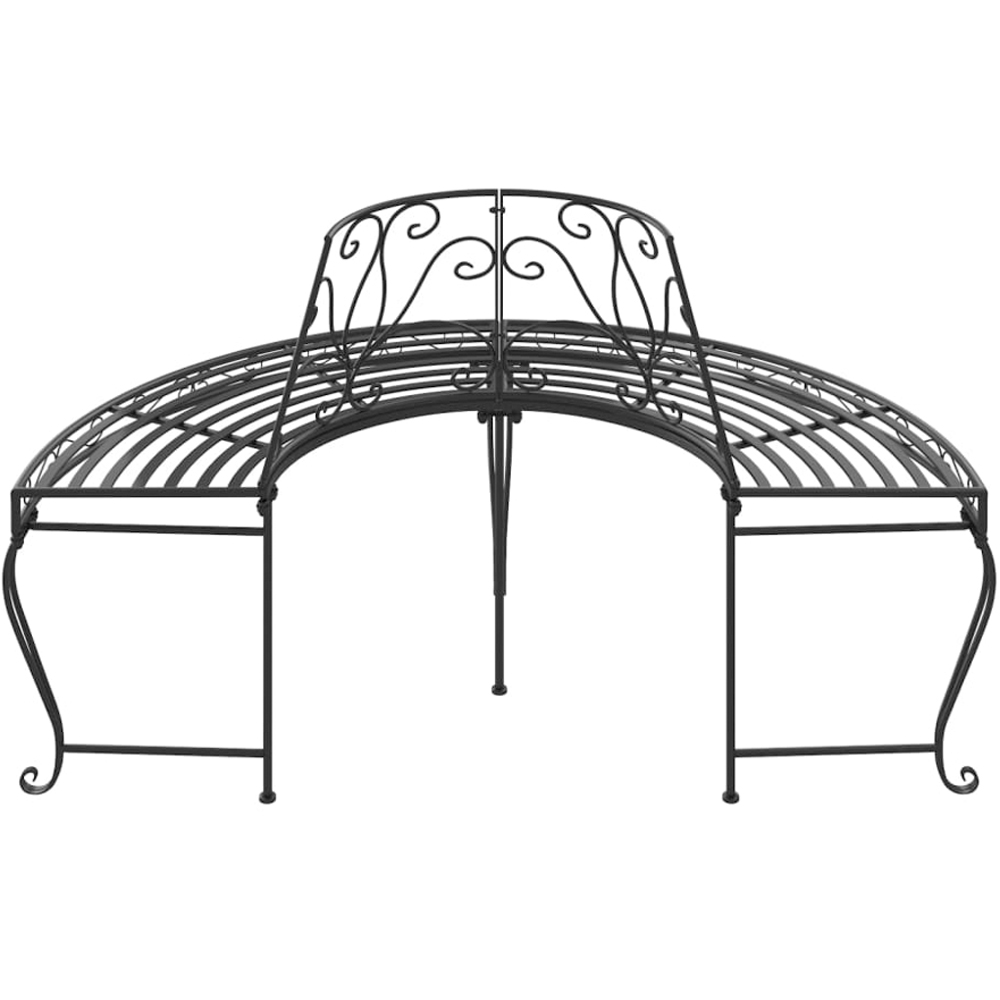 vidaXL Black Steel Half Round Tree Bench Image 5