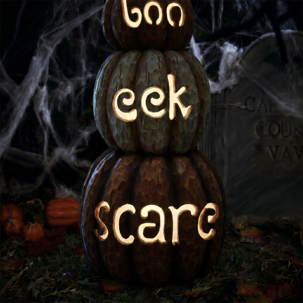 wilko Warm White LED Halloween Stacked Pumpkin Ornament 2.1ft Image 6