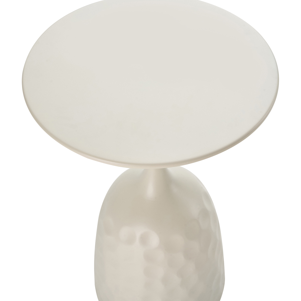 Living and Home Cream White Round Sculptural Curved Base Side Table Image 4