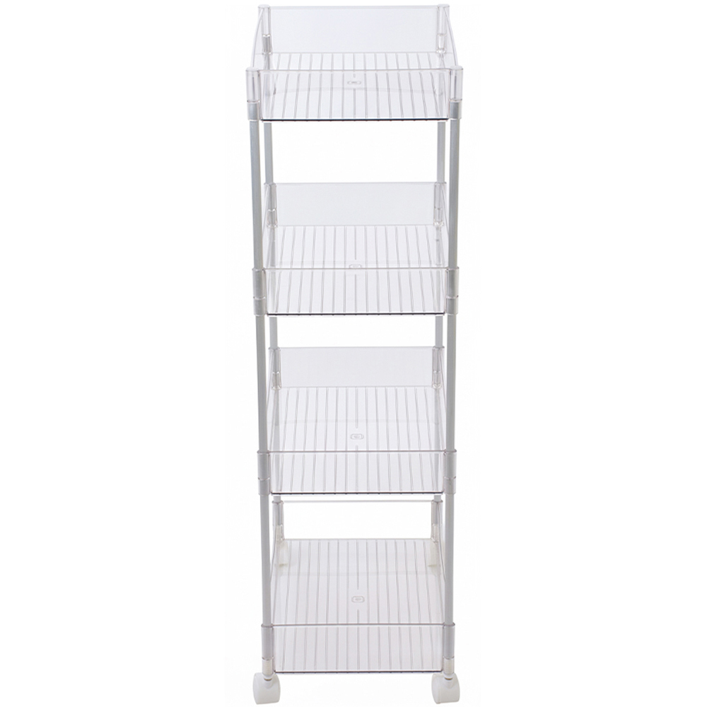 Living and Home 4 Shelf Clear Rolling Storage Cart Image 3