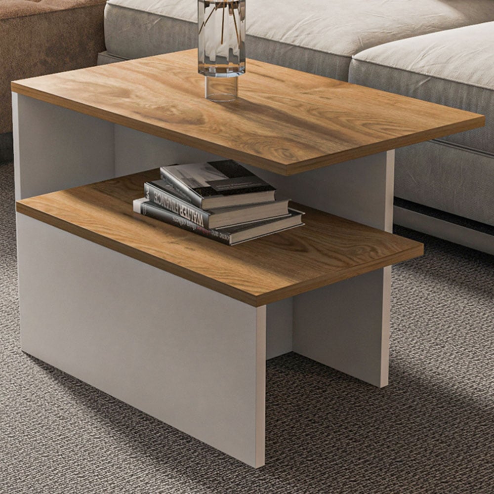 Decorotika Twins Oud White Nest of Coffee Tables Set of 2 Image 1