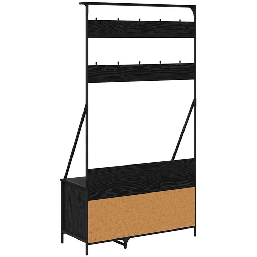 vidaXL 2 Shelf Black Oak Clothes Rack with Hanging Hooks Image 7