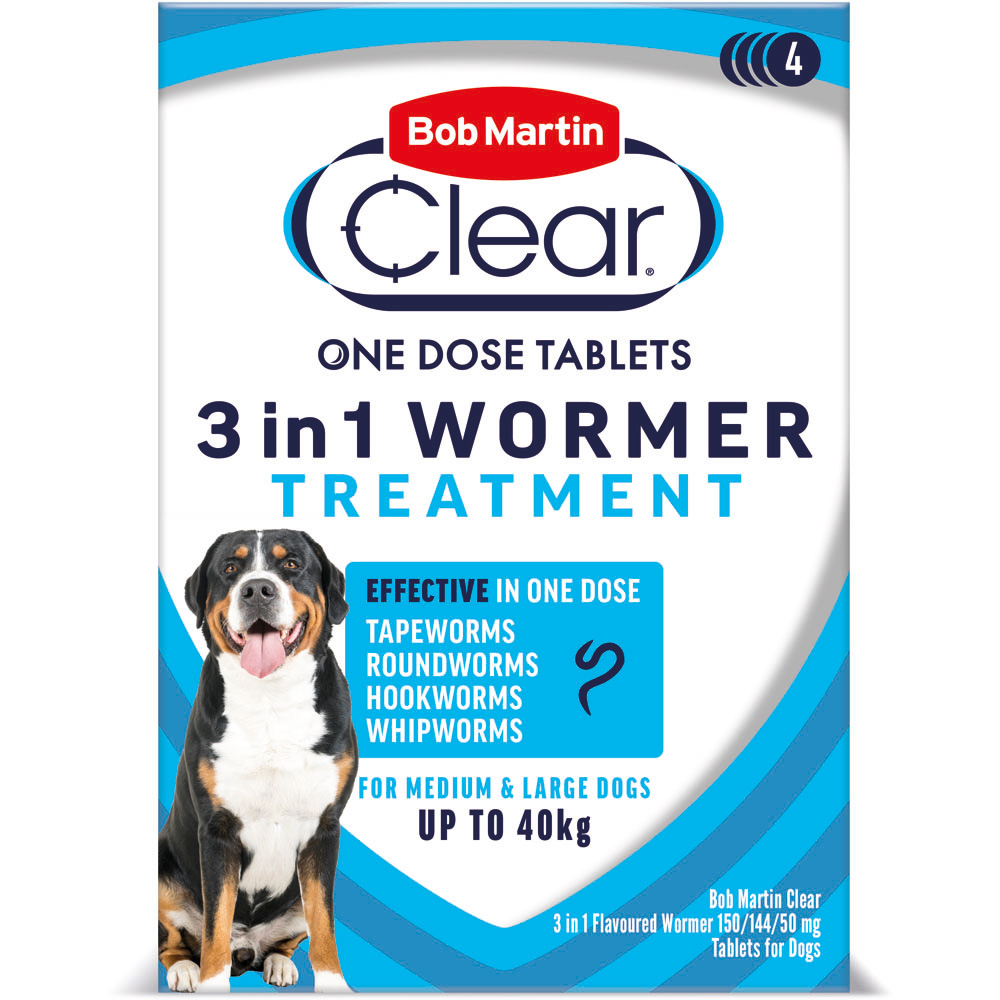 Bob Martin Clear 3 in 1 Dewormer Dogs - 4 Tablets Image 1