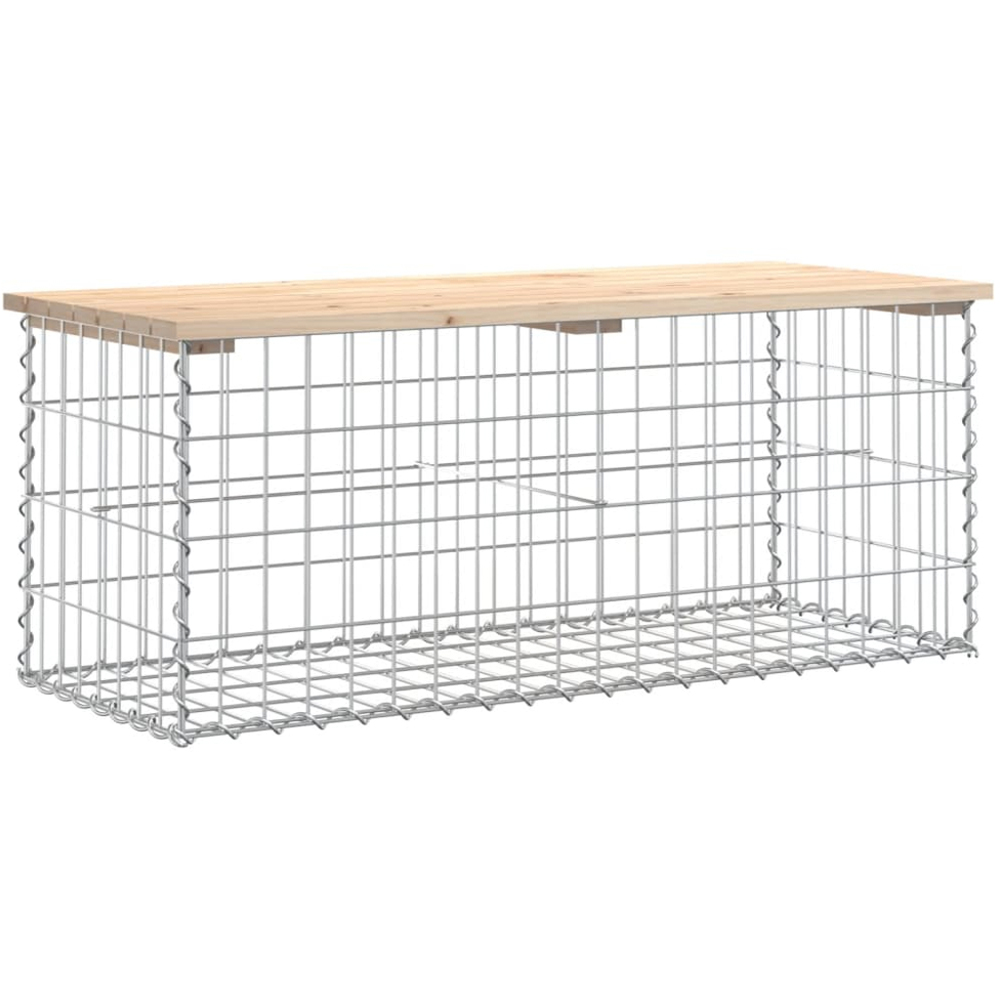 vidaXL Natural Solid Pine Wood Gabion Design Garden Bench 103 x 44 x 42cm Image 1