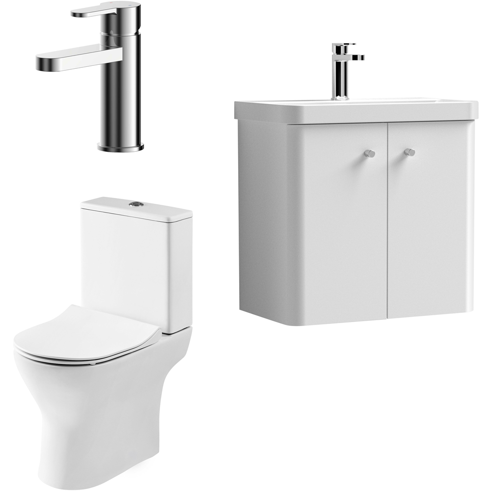 nuie Core 600mm Satin White Wall Hung Unit with Tap and WC Image 1