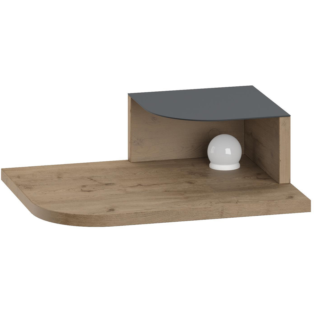 Decortie Luno 2-Tier Natural Oak Wall Mounted Bedside Table with Night Light Image 2