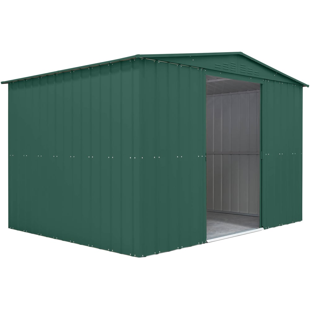 Globel 10 x 8ft 2 Door Green Metal Apex Garden Shed Image 2