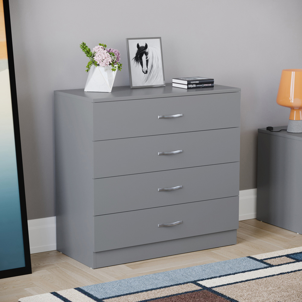 VIDA DESIGNS Riano 4 Drawer Grey Chest of Drawers with Metal Handles Image 6