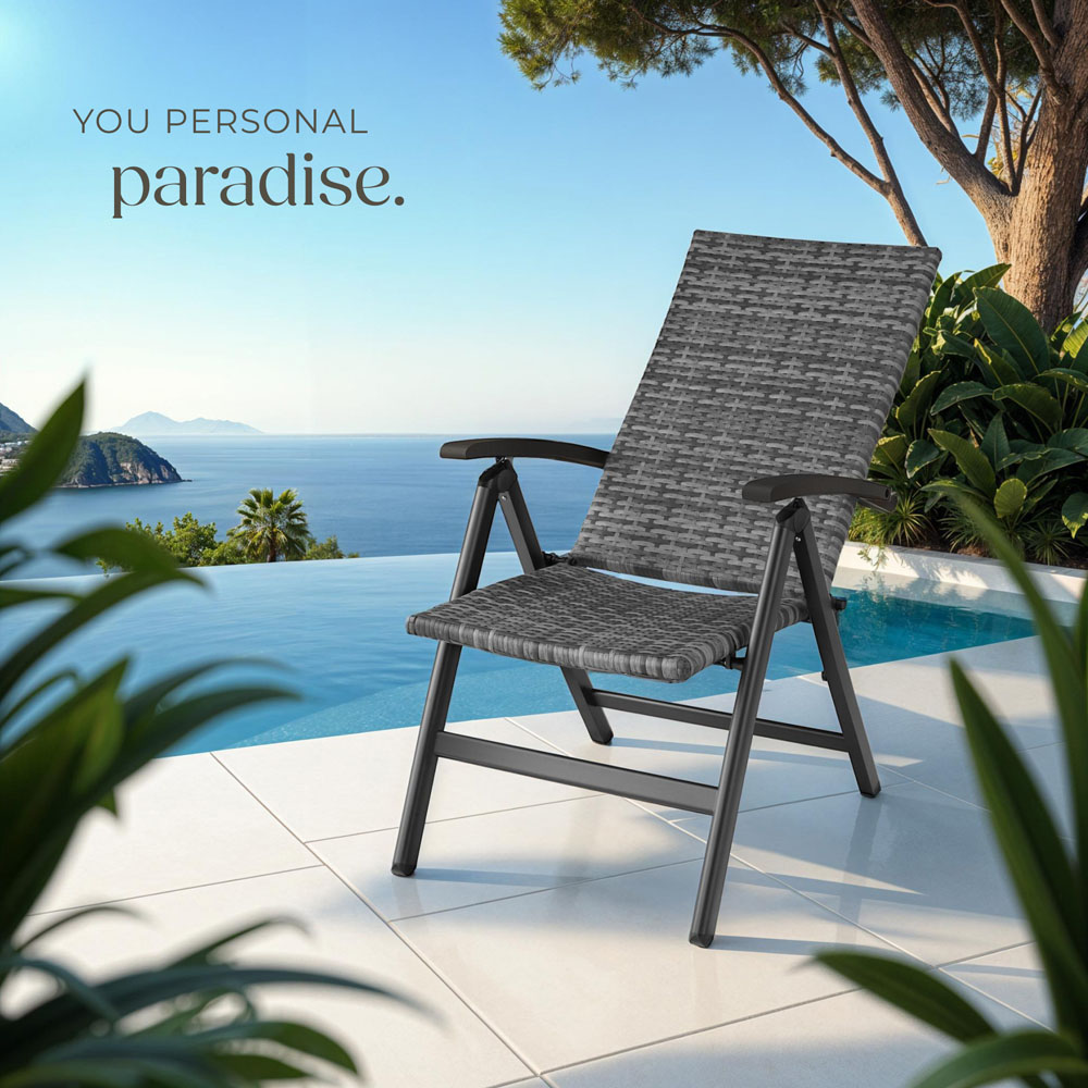 tectake Canberra Grey 6 Step Adjustable and Foldable Garden Chair Image 8