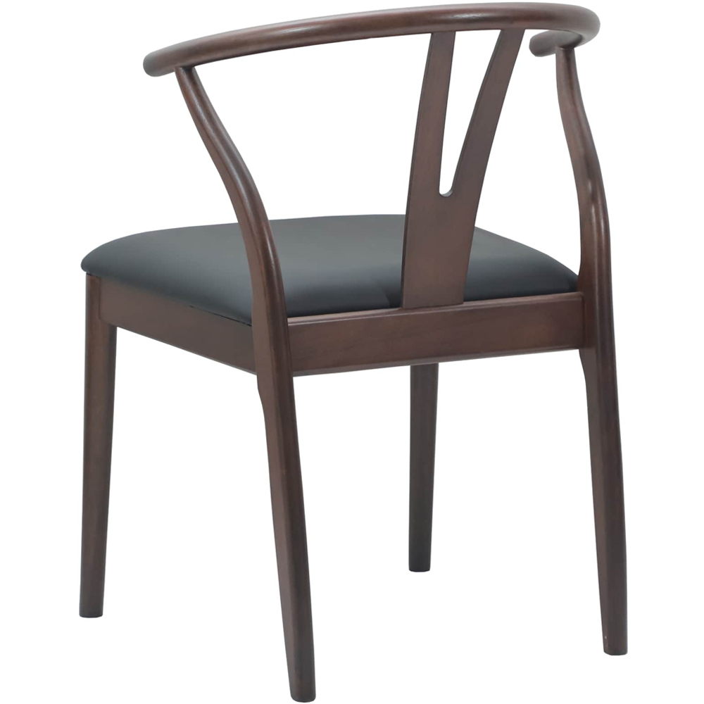 vidaXL Set of 2 Light Brown and Black Rubberwood Curved Vintage Dining Chairs Image 4