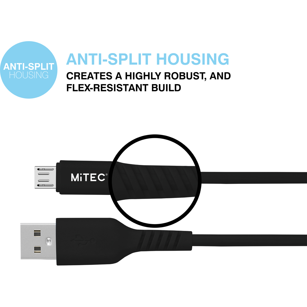 MiTEC MiPOWER Black Micro USB to USB-A Cable 2m Image 3