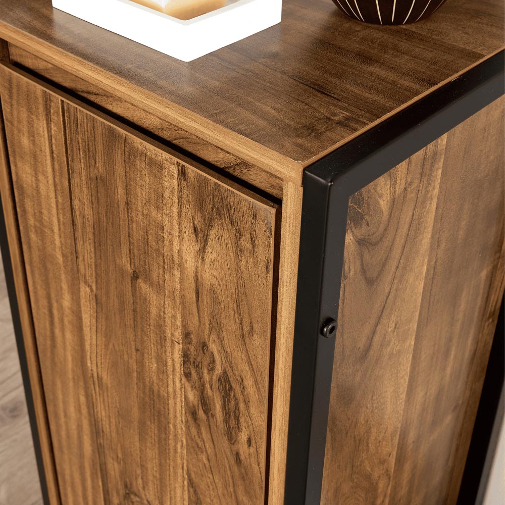 Home Source Locastra Single Door Oak and Black Bathroom Floor Cabinet Image 4