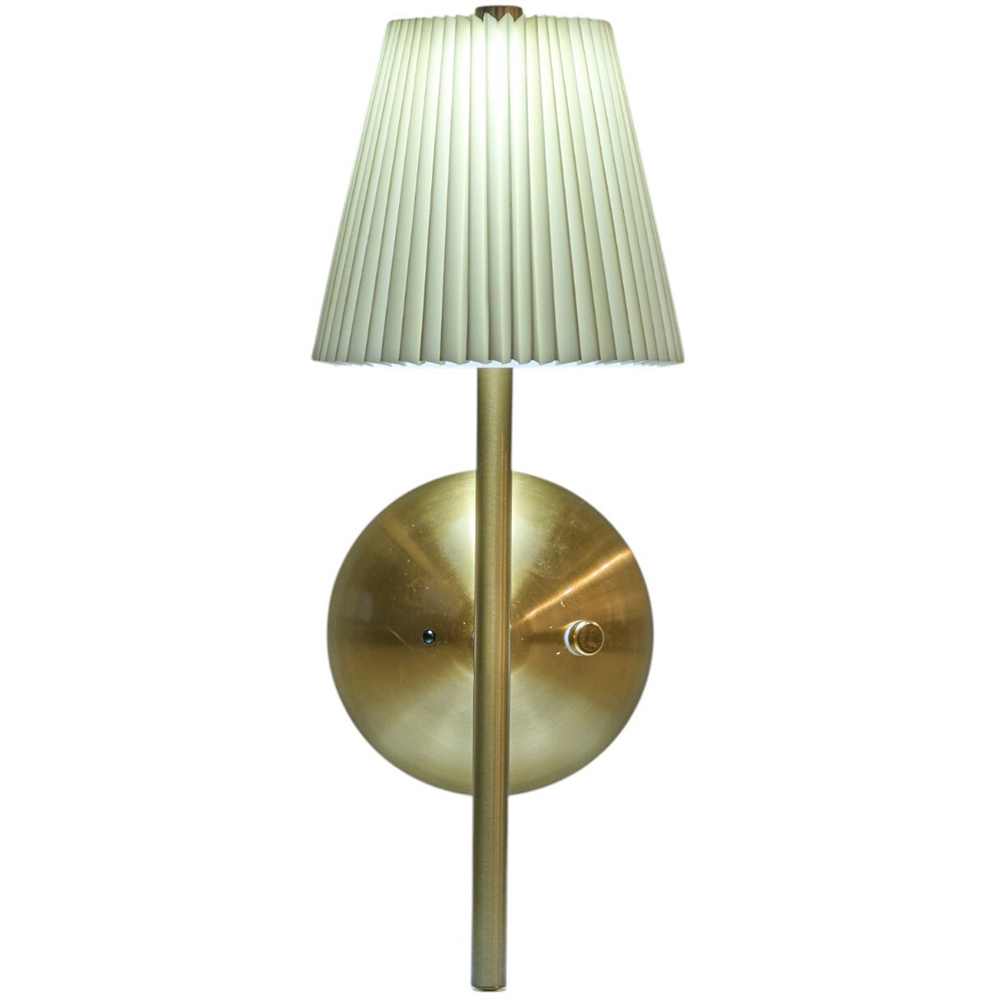 Battery Operated Pleated Wall Light Cream and Gold Image 4